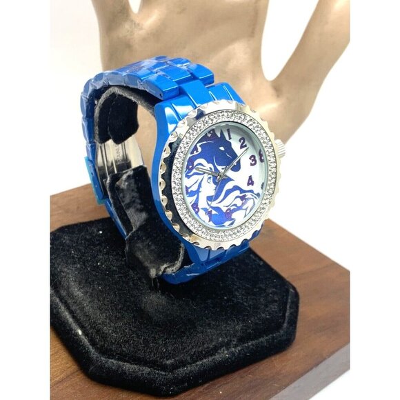 Disney Frozen Women's Watch WDS000835 Quartz Blue Band Crystals Bezel 41mm - Picture 15 of 15